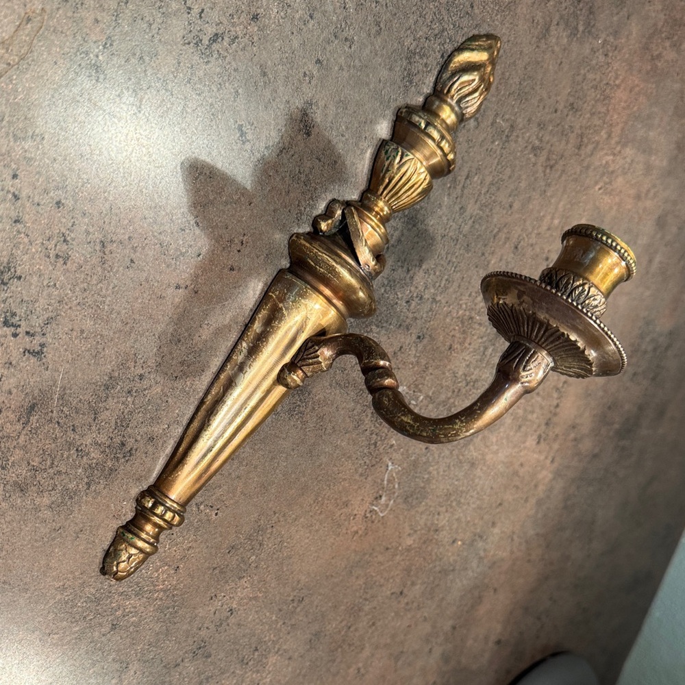 Vintage brass Art Deco candle Sconce